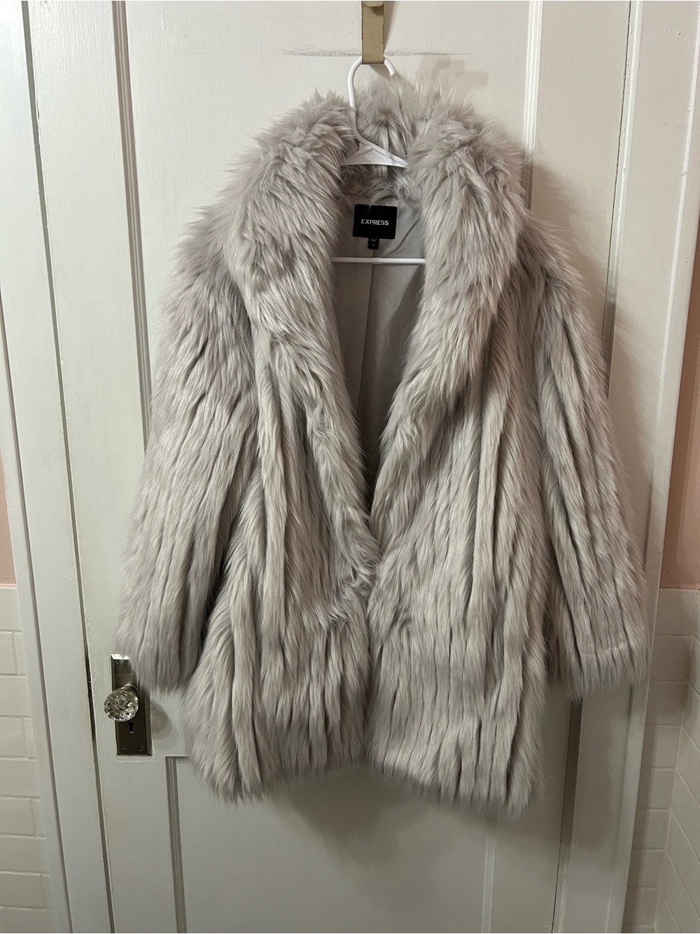 never worn Express Plush Faux Fur Jacket in Light Gray